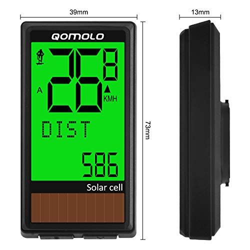 Qomolo Cuentakilómetros para Bicicleta, Energía Solar Velocímetro Inalámbrico para Bicicleta,Muti-Funcion Impermeable Ciclocomputador Ciclismo,Ordenador para Bicicleta,Odómetro de Bicicleta Qomolo Cuentakilómetros para Bicicleta, Energía Solar Velocímetro Inalámbrico para Bicicleta,Muti-Funcion Impermeable Ciclocomputador Ciclismo,Ordenador para Bicicleta,Odómetro de Bicicleta
