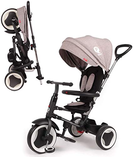 QPLAY Triciclo Evolutivo para Bebés con Ruedas de Aire Rito - Plegable - Gris - De 10 a 36 Meses - Peso máximo soportable 25kg QPLAY Triciclo Evolutivo para Bebés con Ruedas de Aire Rito - Plegable - Gris - De 10 a 36 Meses - Peso máximo soportable 25kg