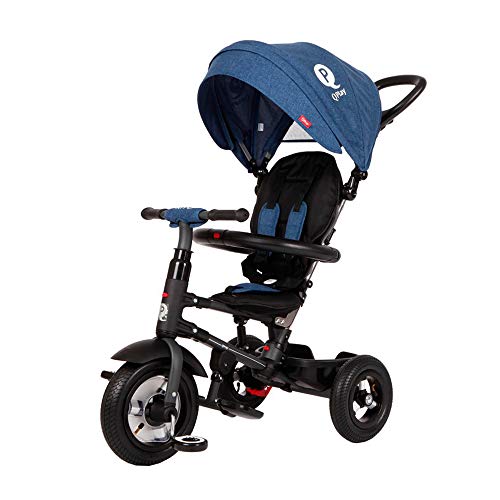 QPLAY Triciclo Evolutivo para Bebés Rito Air - Plegable - con Pedales - Azul - De 10 a 36 Meses - Peso máximo soportable 25kg