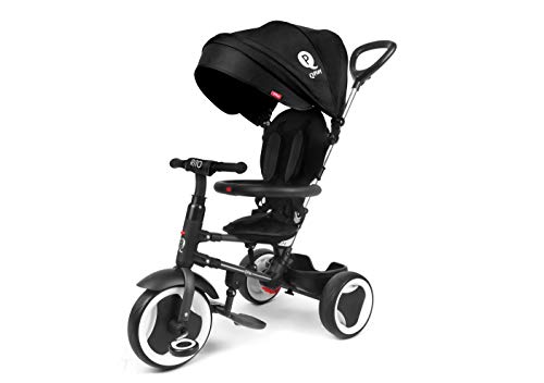 QPLAY Triciclo Evolutivo Plegable Rito - Negro - Niños de 10 hasta 36 Meses - Peso soportable hasta 25 Kg