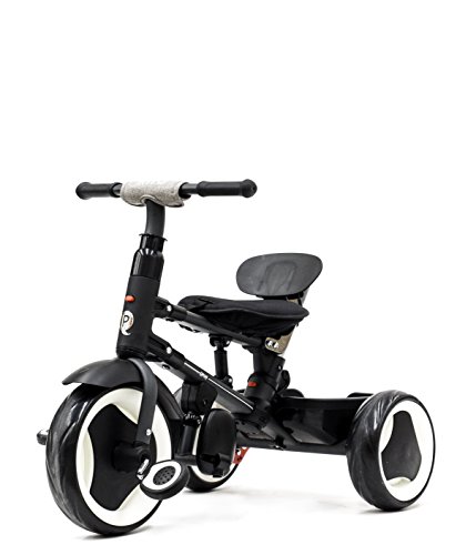 QPLAY Triciclo Evolutivo Plegable Rito - Negro - Niños de 10 hasta 36 Meses - Peso soportable hasta 25 Kg