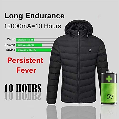 QQA Chaqueta Calefactable Carga USB Abrigos Acolchados Eléctrica Chaqueta cálida para Moto,Negro,L QQA Chaqueta Calefactable Carga USB Abrigos Acolchados Eléctrica Chaqueta cálida para Moto,Negro,L