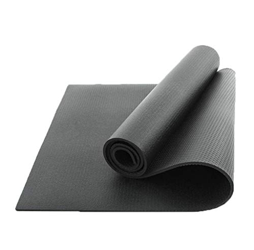 QQCR-A PVC Estera de Yoga Estera de Yoga de Alta Densidad para Ejercicios Gimnasia Extra Gruesa Estiramiento de Gimnasio de 6 mm y Pilates, 183x61 cm (Color : Black)