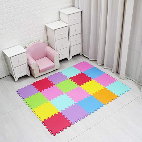 qqpp Alfombra Puzzle para Niños Bebe Infantil - Suelo de Goma EVA Suave. 20 Piezas (30*30*0.9cm), Naranja,Rosa,Amarillo,Azul,Verde,Rojo,Morado. QQC-BCEGHIKa20N