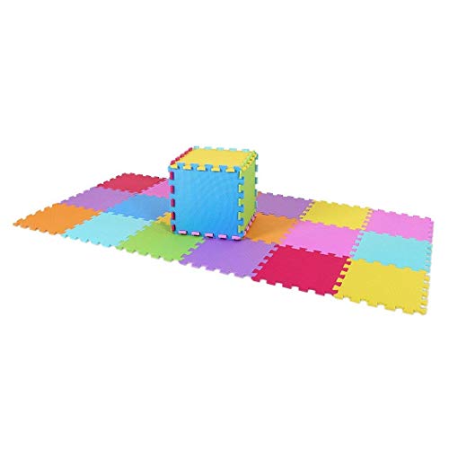 qqpp Alfombra Puzzle para Niños Bebe Infantil - Suelo de Goma EVA Suave. 20 Piezas (30*30*0.9cm), Naranja,Rosa,Amarillo,Azul,Verde,Rojo,Morado. QQC-BCEGHIKa20N