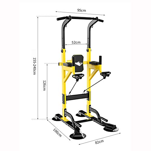 QQYYY Torre Multifuncional, Power Tower, Pull Up Fitness, Estación De Musculación, Torre De Entrenamiento Multifuncional, Torre De Gimnasio con Barra De Flexiones Y Dips, Carga Máxima 900 Kg,Negro