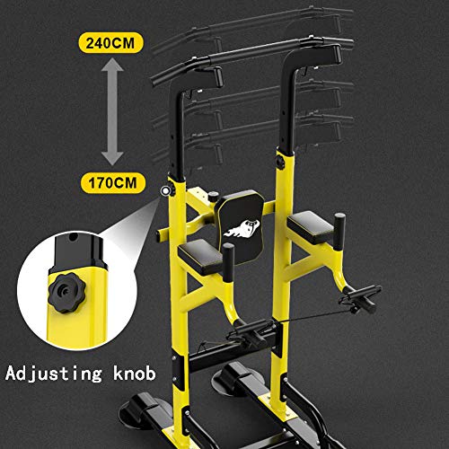 QQYYY Torre Multifuncional, Power Tower, Pull Up Fitness, Estación De Musculación, Torre De Entrenamiento Multifuncional, Torre De Gimnasio con Barra De Flexiones Y Dips, Carga Máxima 900 Kg,Negro