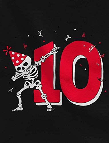 Quafoo Dabbing Skeleton 10th Birthday Décimo año Dab Camiseta Entallada para niña, Azul frío, 9/10