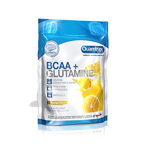 QUAMTRAX BCAA+GLUTAMINE (500 GRS) - NARANJA