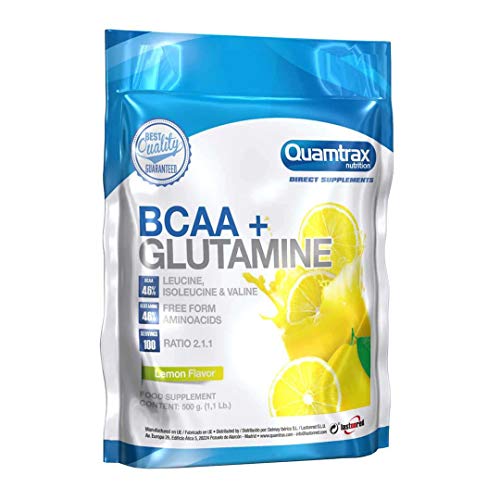 QUAMTRAX DIRECT BCAA 2:1:1 + GLUTAMINE 500gr Limon Glutamina Bcaa
