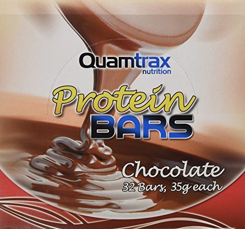 Quamtrax Nutrition Caja Protein Bars, Barritas sabor a chocolate - 32 unidades