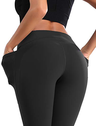 QueenDer Leggings Fitness Mujer Deporte Pantalones Largo Cintura Alta con Bolsillo Polainas Mallas para Yoga Running Cycling y Pilates (Negro, L) QueenDer Leggings Fitness Mujer Deporte Pantalones Largo Cintura Alta con Bolsillo Polainas Mallas para Yoga Running Cycling y Pilates (Negro, L)