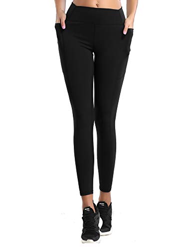 QueenDer Leggings Fitness Mujer Deporte Pantalones Largo Cintura Alta con Bolsillo Polainas Mallas para Yoga Running Cycling y Pilates (Negro, L) QueenDer Leggings Fitness Mujer Deporte Pantalones Largo Cintura Alta con Bolsillo Polainas Mallas para Yoga Running Cycling y Pilates (Negro, L)