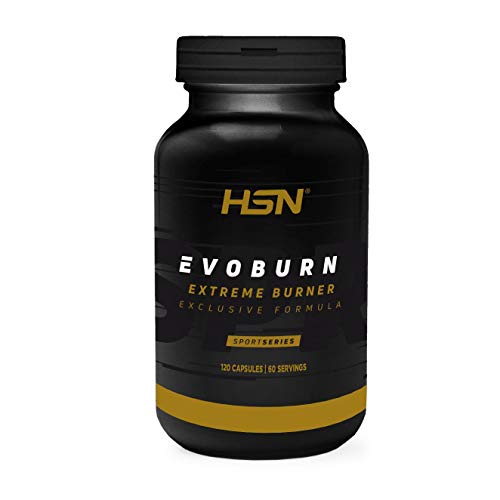 Quema Grasas de HSN | Evoburn | Termogénico para Adelgazar para Mujeres y Hombres | Fat Burner, Supresor del Apetito, Con Cafeína, Té verde, Guaraná | Vegano, Sin Gluten, Sin Lactosa, 120 Cápsulas