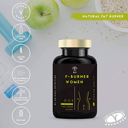 Quemagrasas Abdominal Potente para Adelgazar Rápido y Efectivo Mujer. Fat Burner Termogénico. Garcinia Cambogia HCA 60%, Café Verde Mango Africano. Certificado Vegano, 90 Cápsulas N2 Natural Nutrition