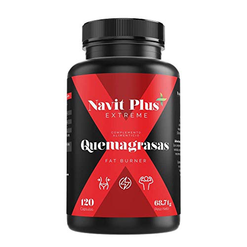 Quemagrasas potente para adelgazar.Suplemento deportivo para adelgazar Fat Burner de Navit Plus EXTREME. Termogénico potente, quema grasas natural. Nº1 en Quemagrasas deportivo.120 cápsulas vegetales.