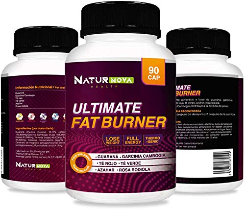 Quemagrasas, termogénico, saciante del apetito y estimulante del metabolismo | Con garcinia cambogia + té verde + guaraná + té rojo | Fórmula adelgazante eficaz | Ingredientes naturales | 90 cápsulas Quemagrasas, termogénico, saciante del apetito y estimulante del metabolismo | Con garcinia cambogia + té verde + guaraná + té rojo | Fórmula adelgazante eficaz | Ingredientes naturales | 90 cápsulas