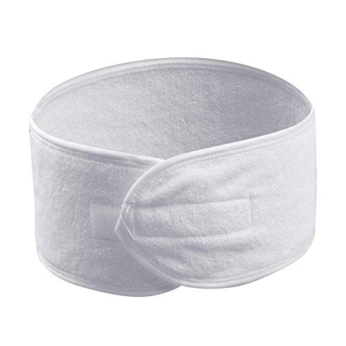 Queta pelo banda para maquillaje, cosméticos cinta Rizo, ajustable pelo – Banda con velcro 3pcs (Blanco)