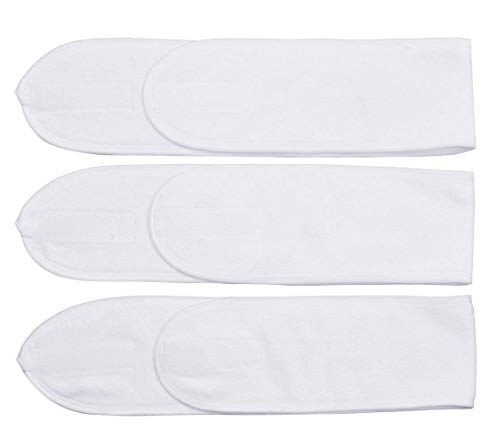 Queta pelo banda para maquillaje, cosméticos cinta Rizo, ajustable pelo – Banda con velcro 3pcs (Blanco)