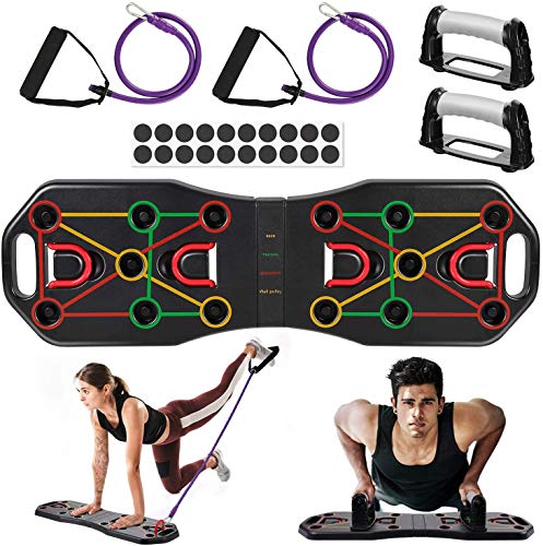 Queta -Tabla de Flexiones 9 en 1 Sistema Ejercicio Stand Plegable, Entrenamiento de los músculos del Pecho, Push Up Tabla Board con Cuerda de tracción Multifunctional en casa Queta -Tabla de Flexiones 9 en 1 Sistema Ejercicio Stand Plegable, Entrenamiento de los músculos del Pecho, Push Up Tabla Board con Cuerda de tracción Multifunctional en casa