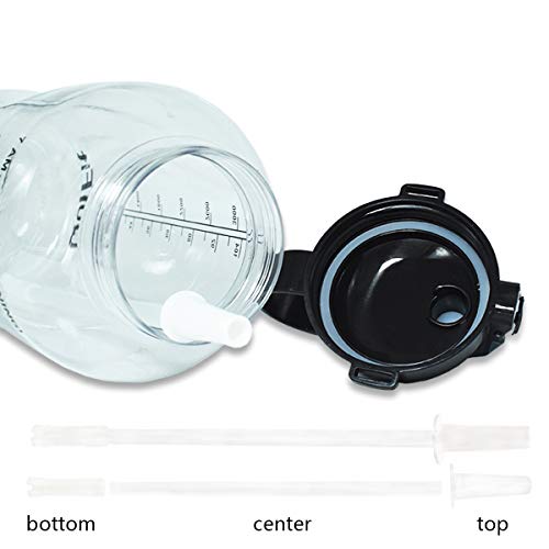 QuiFit 2l Botella de Agua Deportiva con Tiempo de Motivación Marcado Botella de Agua Extraíble Paja y a Prueba deFugas Tapa BPA Free (Clear+Black) QuiFit 2l Botella de Agua Deportiva con Tiempo de Motivación Marcado Botella de Agua Extraíble Paja y a Prueba deFugas Tapa BPA Free (Clear+Black)
