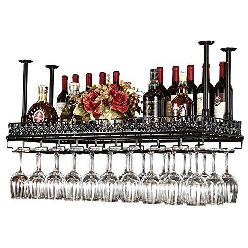 QuRRong Estante del Vino Estante del Vino Vino Rack For Colgar Copas Estante De La Barra Barra De Colgar Boca Abajo Botellero Portavasos Decorativa Estante Moderno Minimalista Vino