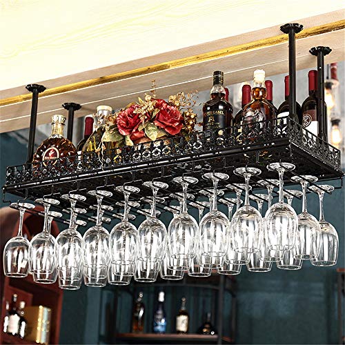 QuRRong Estante del Vino Estante del Vino Vino Rack For Colgar Copas Estante De La Barra Barra De Colgar Boca Abajo Botellero Portavasos Decorativa Estante Moderno Minimalista Vino