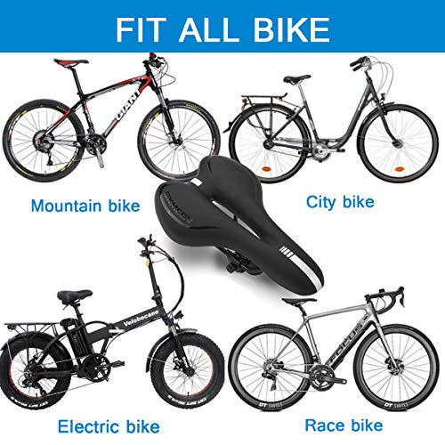 Qxmcov Sillines de Bicicleta Gel Montaña Antiprostatico, Cojín de Ciclismo Silicona, Asiento de Bici con Funda Impermeable & Kit Rueda para Electrica Bicicleta/Plegable/Carretera/Urbana/MTB