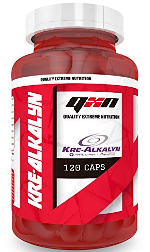 QXN New Kre-Alkalyn para el incremento de la masa muscular – Creatina alcalina para retrasar la fatiga muscular e incrementar el rendimiento deportivo – Creatina monohidratada con sodio – 120 cápsulas