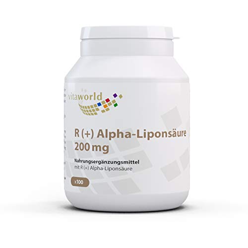 R (+) Acido Alfa Lipoico 200mg 100 Cápsulas Vegano/Vegetariano Vita World Farmacia Alemania - Forma Activa R+ - Antioxidante R (+) Acido Alfa Lipoico 200mg 100 Cápsulas Vegano/Vegetariano Vita World Farmacia Alemania - Forma Activa R+ - Antioxidante