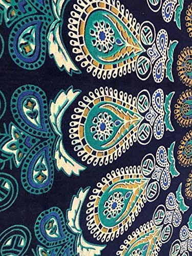 Raajsee Mandala - Tapiz para pared, algodón, azul, QUEEN 220 X 210 CMS Raajsee Mandala - Tapiz para pared, algodón, azul, QUEEN 220 X 210 CMS