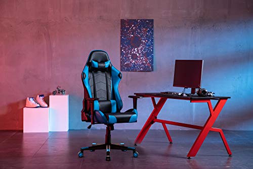 Racing Silla Gamer, IntimaTe WM Heart Silla Gaming de Ergonómica, Silla con Reposacabeza Apoyo y Cojín Lumbar, Cuero Sintético PU, para Los Jugadores de PC Gamer (Azul) Racing Silla Gamer, IntimaTe WM Heart Silla Gaming de Ergonómica, Silla con Reposacabeza Apoyo y Cojín Lumbar, Cuero Sintético PU, para Los Jugadores de PC Gamer (Azul)