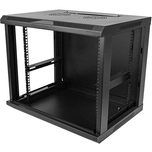 RackMatic - Armario Rack Mural 19" 9U 600x450x500mm Pared Negro SOHORack con Rejilla