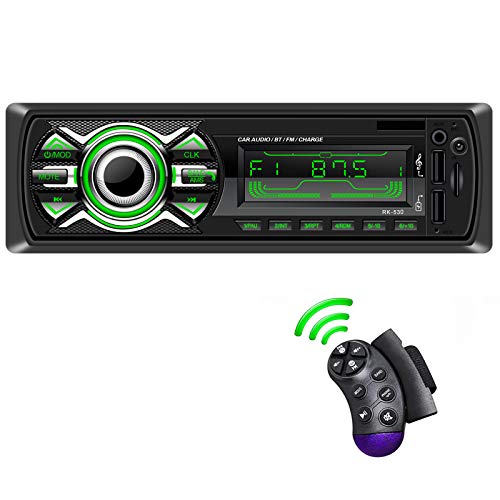 Radio Coche, LSLYA Radio Coche Bluetooth, admite Llamadas Manos Libres, Radio USB Coche Soporte Radio FM, Radio para Coche con Doble USB, Carga rapida, Control Remoto del Volante