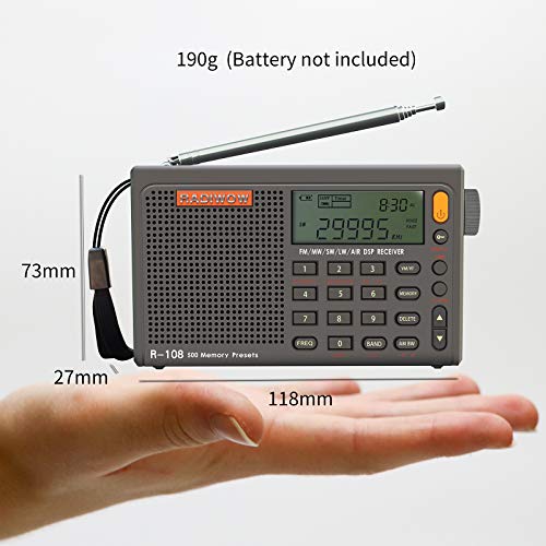 RADIWOW R-108 Radio Digital De Banda Completa FM SW Portátil Con Antenas De Radio Para Radioaficionados Radio De Batería Recargable Incorporada RADIWOW R-108 Radio Digital De Banda Completa FM SW Portátil Con Antenas De Radio Para Radioaficionados Radio De Batería Recargable Incorporada