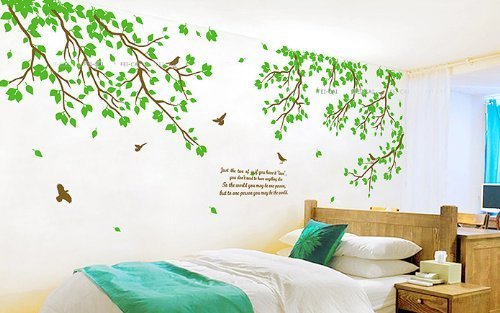Rainbow Fox Adhesivo mural grande, diseño de árboles, color marrón y negro