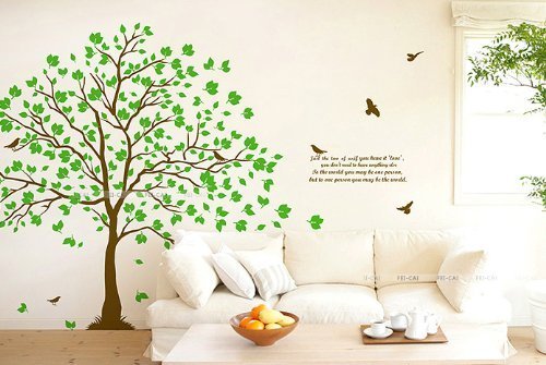 Rainbow Fox Adhesivo mural grande, diseño de árboles, color marrón y negro Rainbow Fox Adhesivo mural grande, diseño de árboles, color marrón y negro