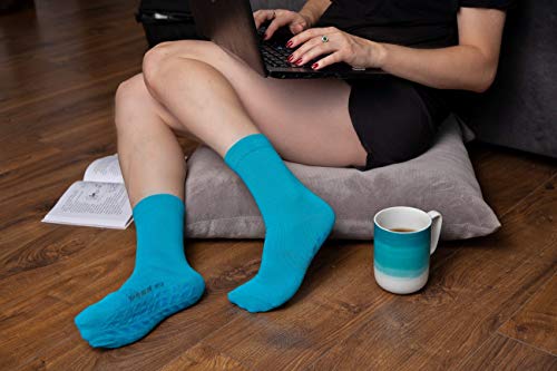 Rainbow Socks - Hombre Mujer Calcetines Antideslizantes ABS Colores de Algodón - 1 Par - Turquesa - Talla 42-43 Rainbow Socks - Hombre Mujer Calcetines Antideslizantes ABS Colores de Algodón - 1 Par - Turquesa - Talla 42-43