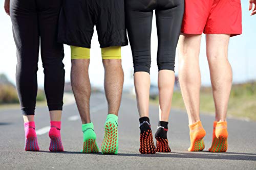 Rainbow Socks - Hombre Mujer Calcetines Antideslizantes de Deporte - 2 Pares - Negro Azul - Talla 44-46