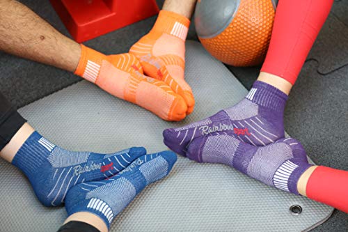 Rainbow Socks - Hombre Mujer Calcetines Deporte Colores de Algodón - 6 Pares - Púrpura Negro Gris Azul Marino Azul Blanco - Talla 36-38