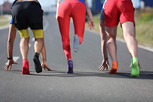 Rainbow Socks - Hombre Mujer Deporte Calcetines Antideslizantes ABS de Algodón - 2 Pares - Naranja Verde - Talla 36-38
