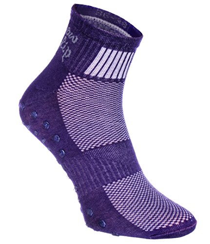 Rainbow Socks - Hombre Mujer Deporte Calcetines Antideslizantes ABS de Algodón - 4 Pares - Negro Gris Rojo Violeta - Talla 42-43