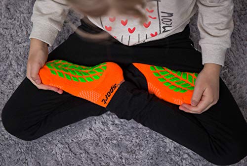 Rainbow Socks - Niñas Niños Calcetines Antideslizantes de Deporte - 4 Pares - Naranja Verde Amarillo Rosa - Talla 30-35