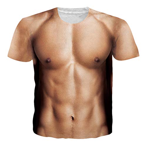 RAISEVERN Camiseta de Manga Corta con Cuello Redondo gráfico 3D para Hombre Muscel