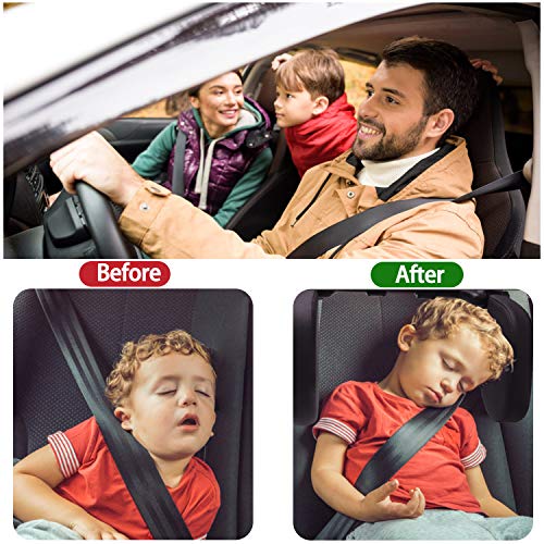 Rajvia Reposacabezas Coche, Apoyacabezas Lateral para Asiento de Coche, Soporte de Cuero Ajustable Cuello Almohada, Reposa Cabezas para Niños Adultos (Negro)