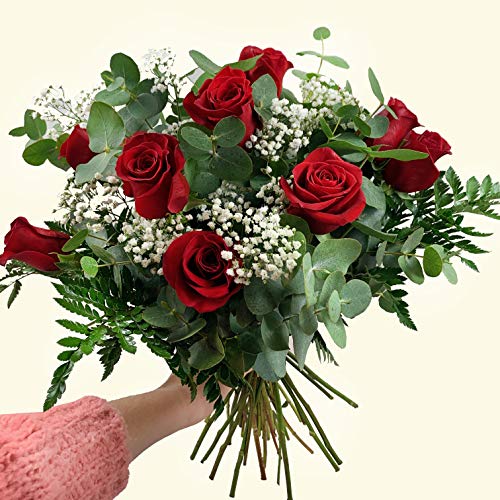 RAMO DE 12 ROSAS rojas NATURALES - ENTREGA EN 24 HORAS -Flores Frescas RAMO DE 12 ROSAS rojas NATURALES - ENTREGA EN 24 HORAS -Flores Frescas