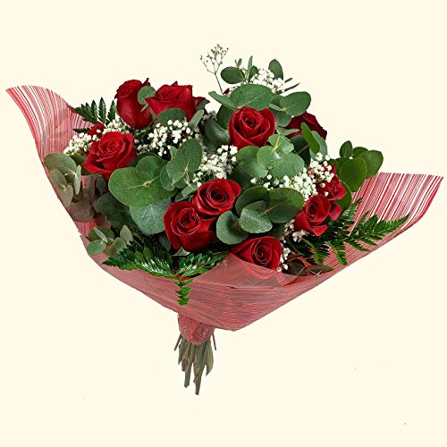 RAMO DE 12 ROSAS rojas NATURALES - ENTREGA EN 24 HORAS -Flores Frescas RAMO DE 12 ROSAS rojas NATURALES - ENTREGA EN 24 HORAS -Flores Frescas