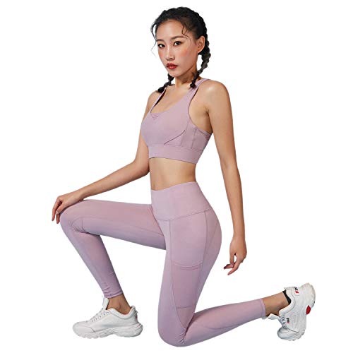 RaMokey Leggings Mujer Mallas de Deporte de Mujer Cintura Alta con Bolsillos Pantalon Deportivo para Running Training Estiramiento Yoga y Pilates