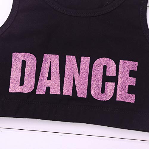 ranrann Tank Top de Yoga Danza para Niñas Chaleco Corto de Baile Moderno Estampado de Letra Sujetador Deportivo de Running Fitness Top Deportivo Niña Rosa 10 Años