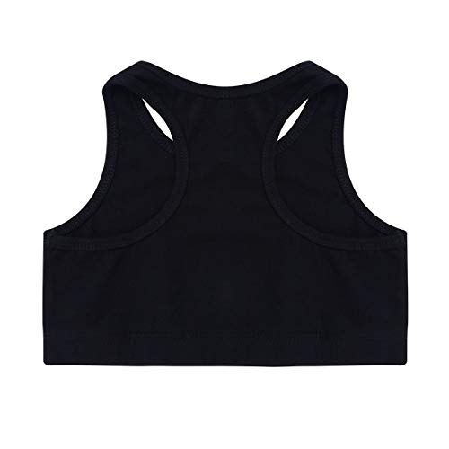 ranrann Tank Top de Yoga Danza para Niñas Chaleco Corto de Baile Moderno Estampado de Letra Sujetador Deportivo de Running Fitness Top Deportivo Niña Azul 10 Años